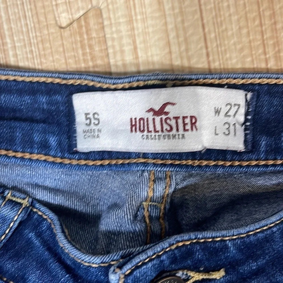 Hollister Faded Dark Wash Straight Leg Denim Jeans Women's Size 5S/W27 - Picture 6 of 7